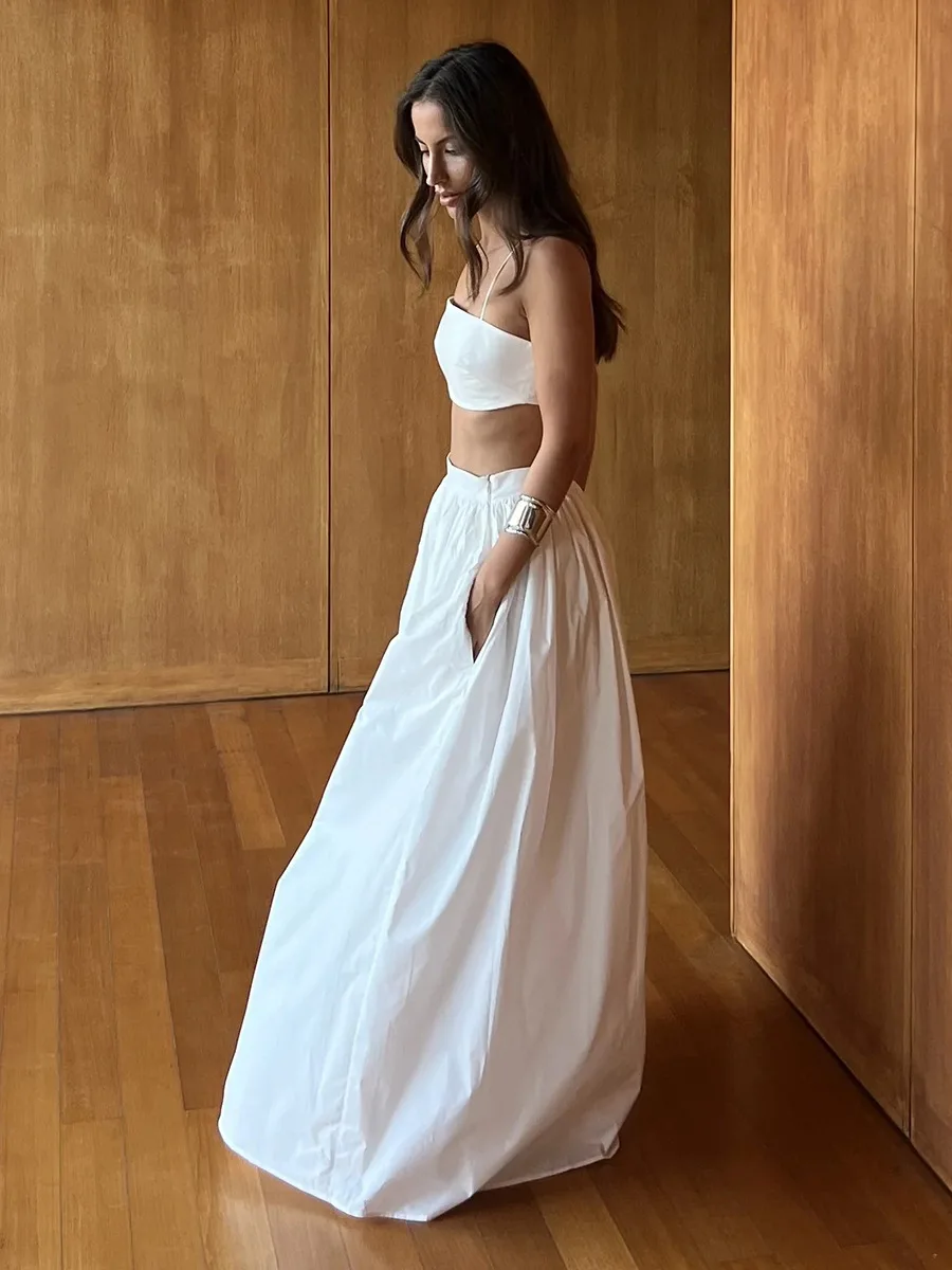 Bornladies 100% Cotton Suspender Underwear Half Long Skirt Set Summer New Beach Style Sexy Stylish Underwear Long Skirt Set