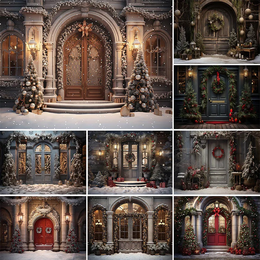 

Avezano Christmas Decor Backdrop Vintage Outdoor House Winter Snow Family Portrait Photography Background Photo Studio Photocall