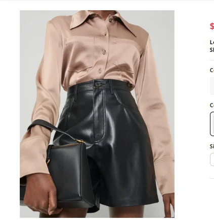 

Commuter Leisure Artificial Leather Short Pants For Ladies 2023 New Slim Straight Shorts