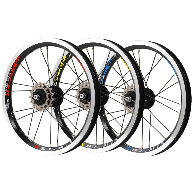 CNC Foldable Bicycle Wheels 14" Folding Bike Rear Wheel External 3 Speed V Brake Cycling Part Accessories