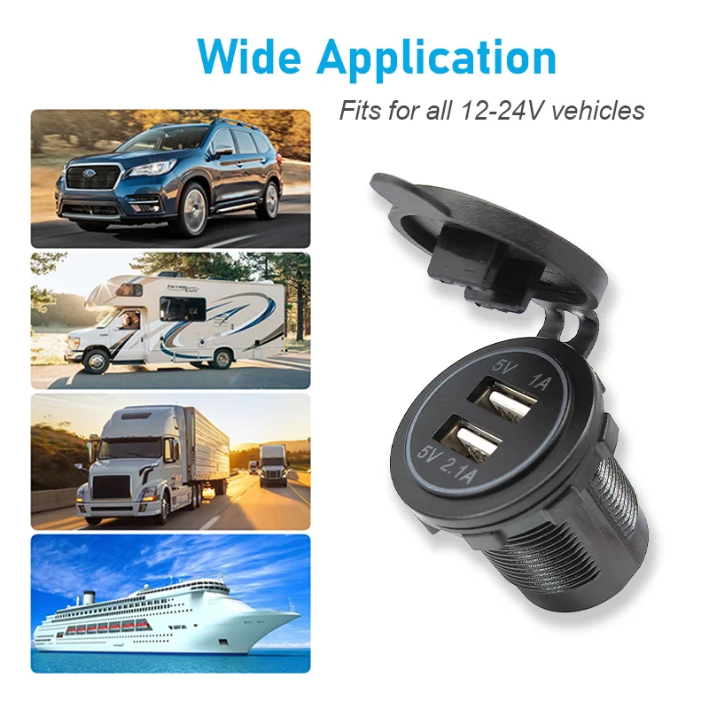 ADATTATORE 12V MOTO USB PRESA ACCENDISIGARI IMPERMEABILE PER CARICABATTERIE NERO