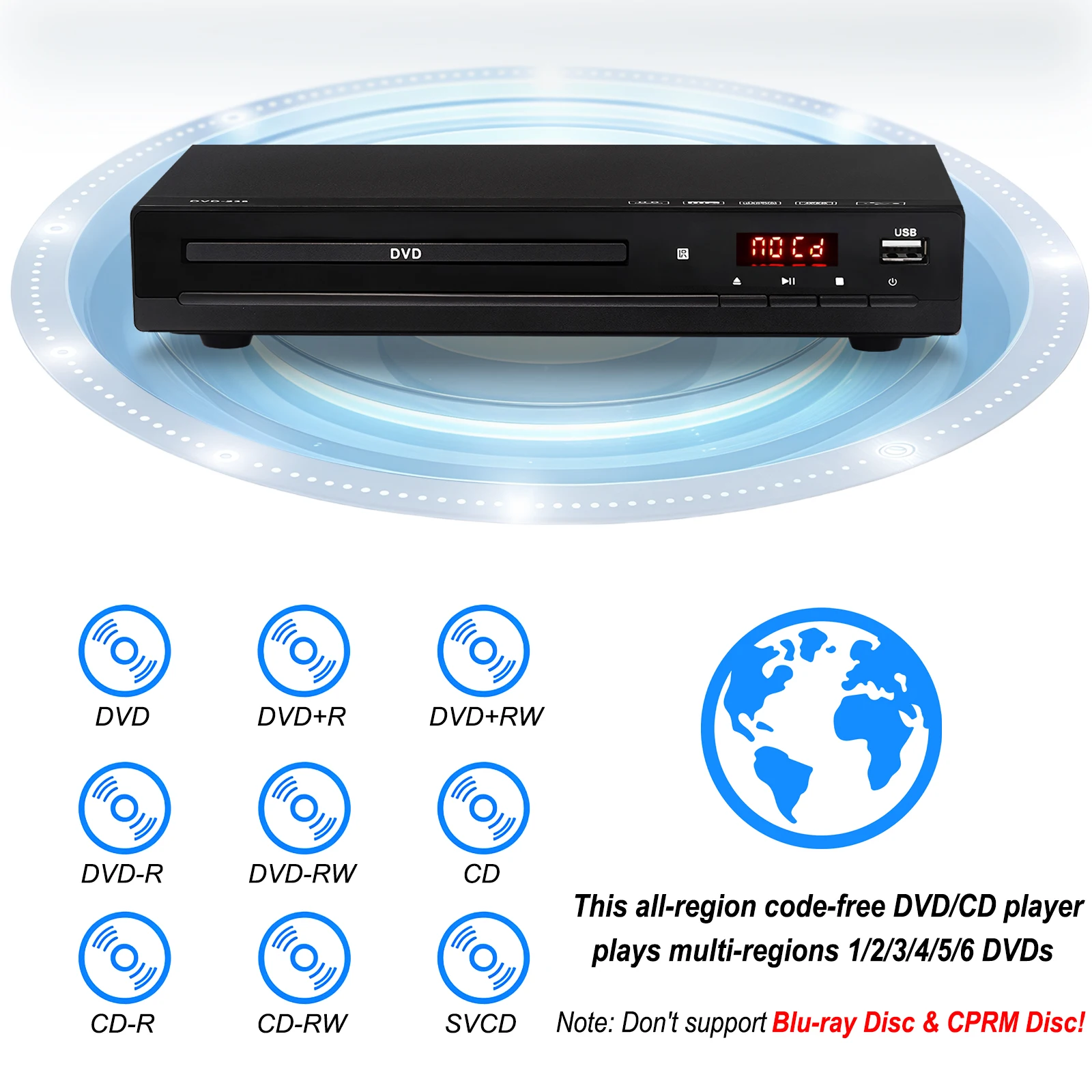 DVD Player M238 HD 1080P Disc Player with Remote Control Support USB MP3 MP4 Hom