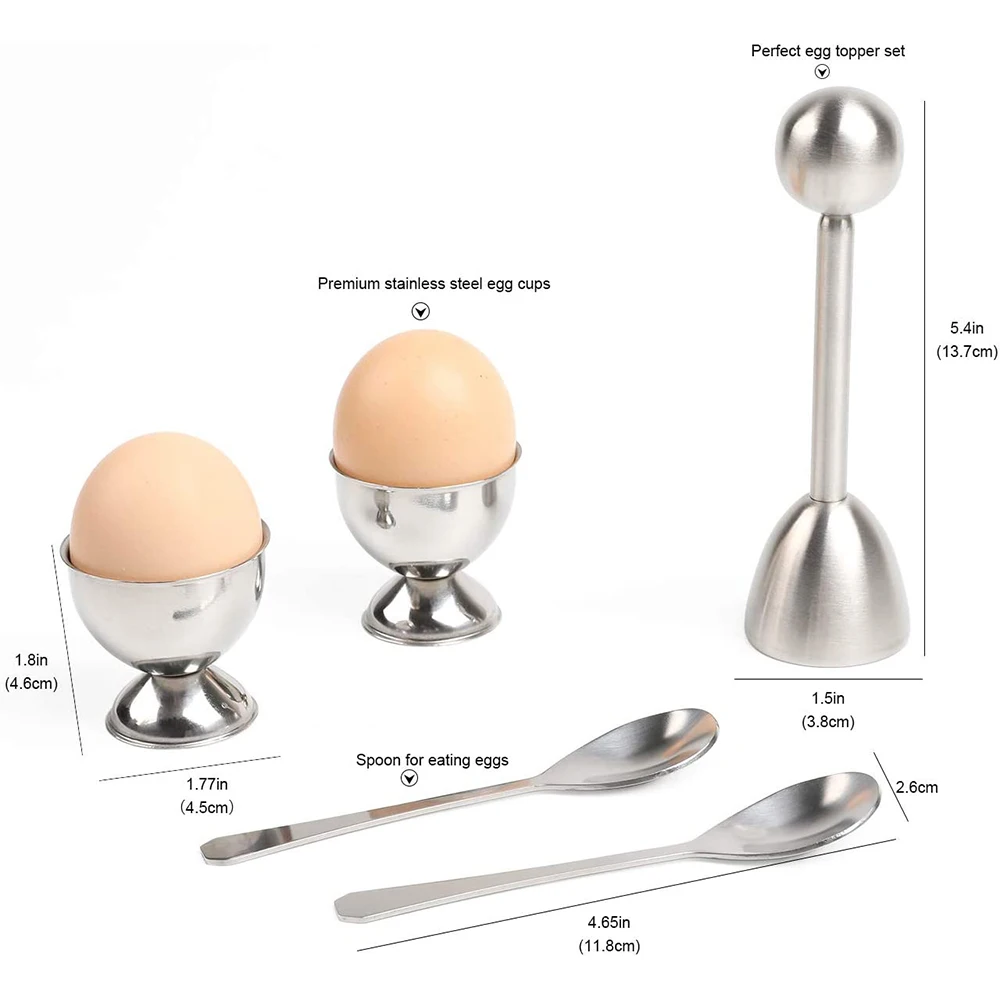 Egg Cracker Topper Set Stainless Steel Soft Hard Boiled Eggs Separator Holder Spoons Kitchen Egg Tools KC1013
