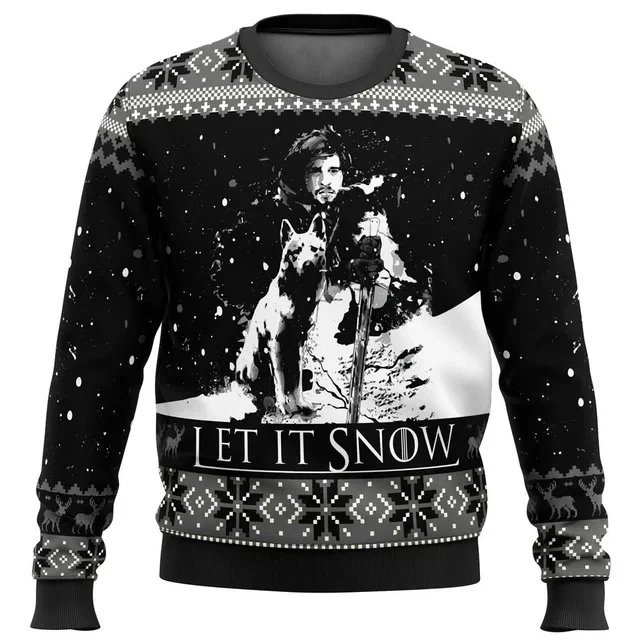 Otoño e invierno Juego de tronos Se acerca la Navidad Suéter feo de Navidad Regalo de Papá Noel Suéter de hombre Sudadera 3D Tops