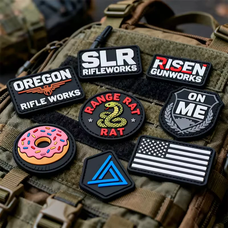 8cm 맞춤 인쇄 PVC 패치 의류 가방 모자용 도매 부드러운 고무 패치 벨크로 루프 및 훅