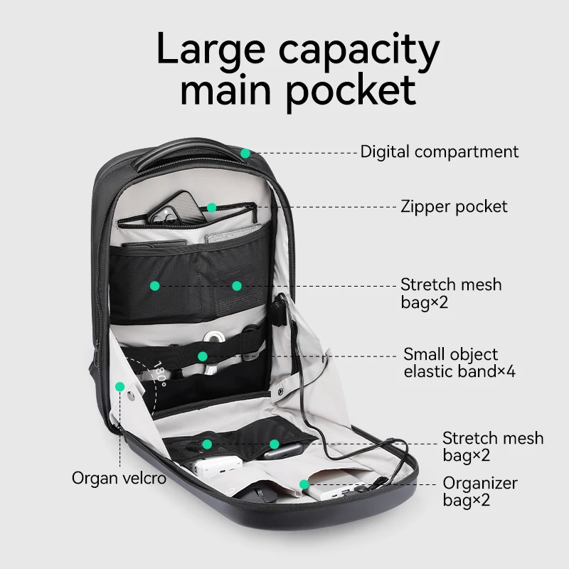 Mark Ryden PU Hard Sheet Password Lock Anti-theft Backpack 3