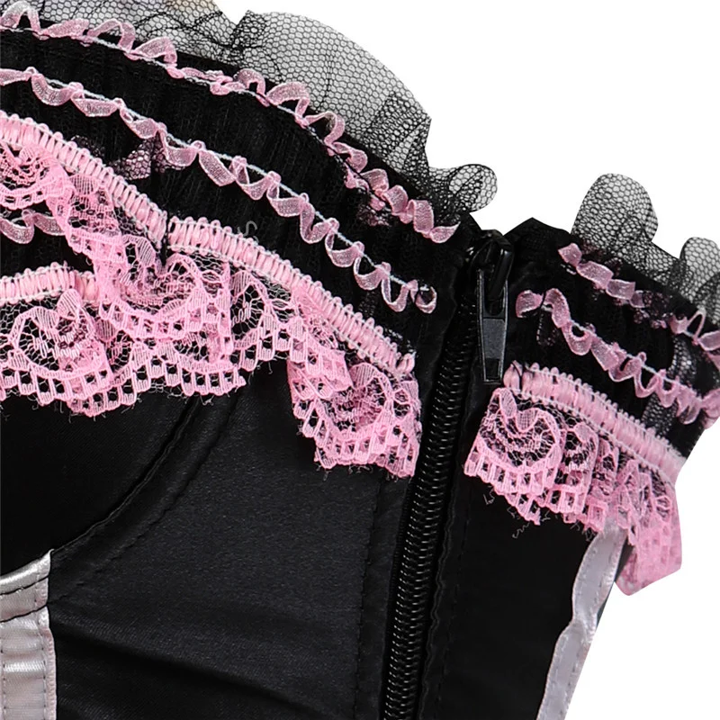 Corset Bustier Top Waist Corset Lace Corset Sapubonva Lace up corsets bustiers top sexy satin overbust corset striped ladies satin halloween big size red black pink
