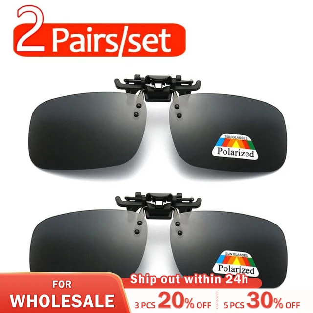 Polarized Clip Sunglasses 2Pcs Set Myopia Glasses Clip Driver