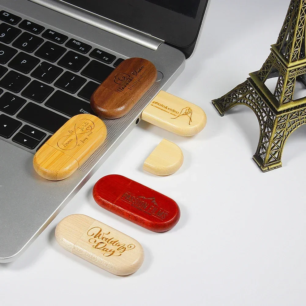 Usb 3.0 Flash Drives de Madeira Memory Stick de Bambu Presente Criativo do Negócio Logotipo Livre 128gb 64gb 32gb 10 Pcs Lot - Imagem 3