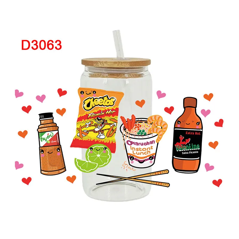Dtf transfer sticker UV DTF transfer sticker christmas cake drink for 16oz Libbey glasses wraps bottles cup can DIY waterproof decals
