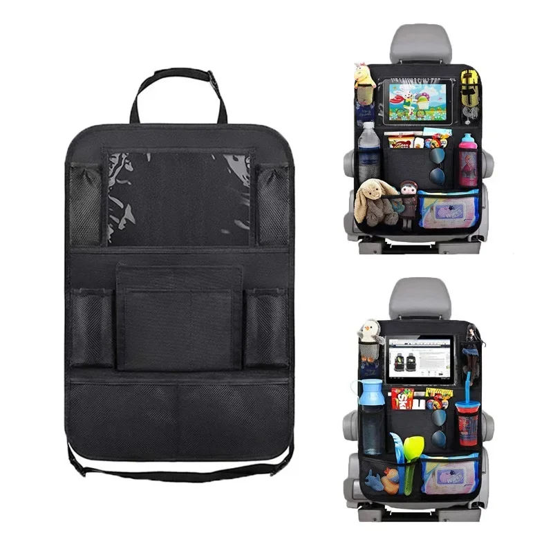Car Backseat Organizer with Touch Screen Tablet Holder Auto Back Seat Storage Cover Protector for Travel Road Trip Kids Toddlers