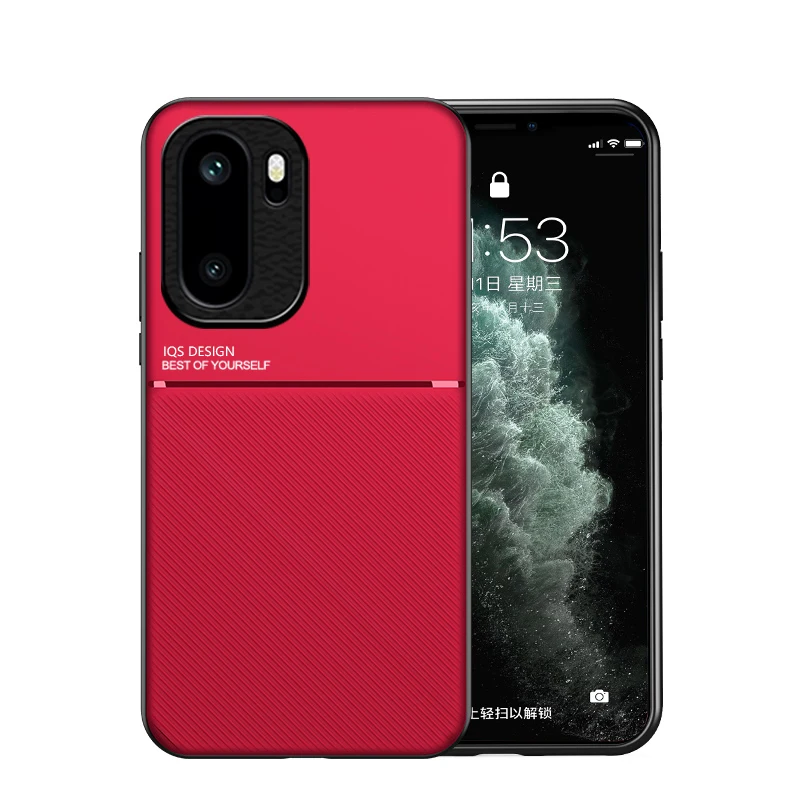 Shockproof Magnetic Leather Silicone Phone Case with Car Holder Function