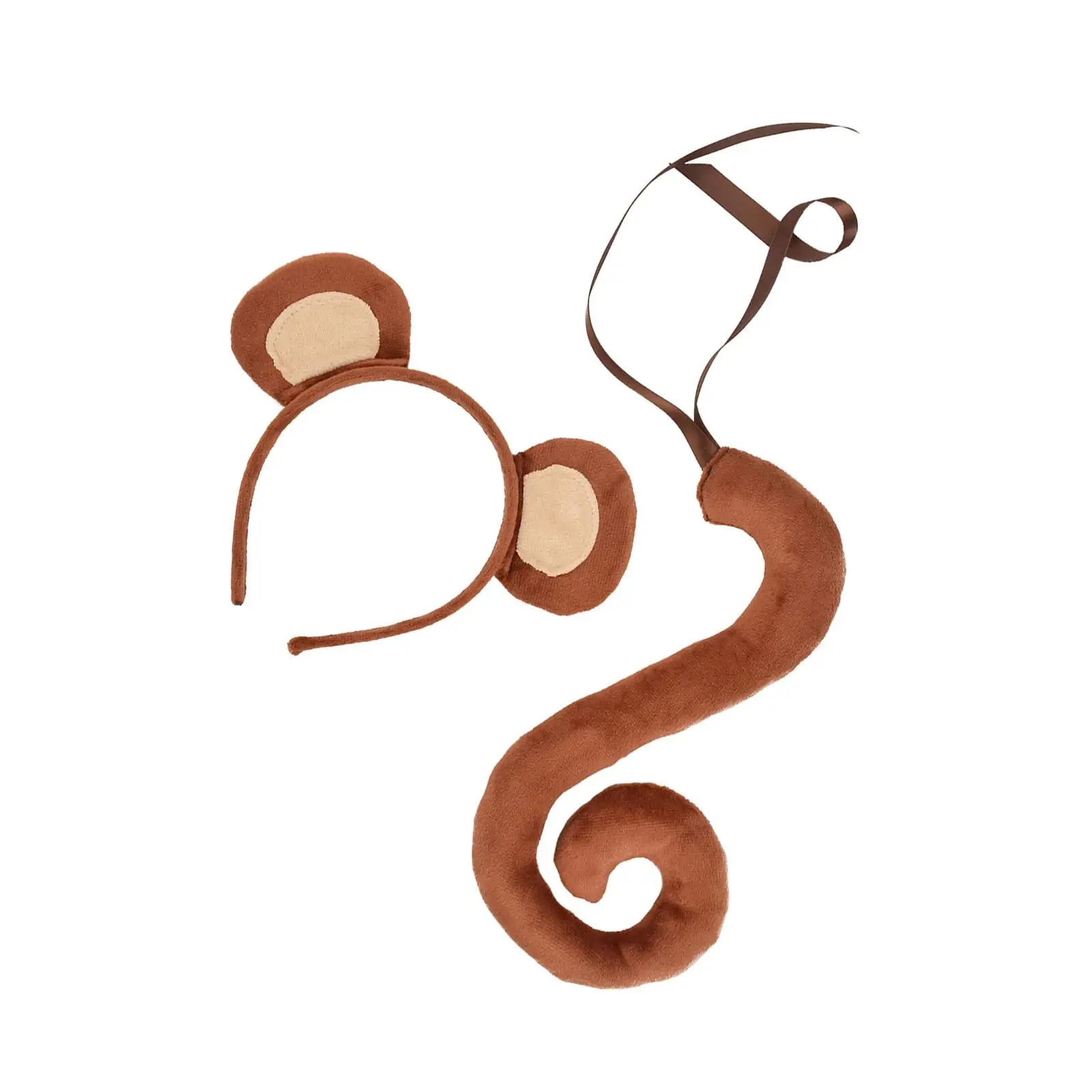 Monkey Ears Long Tail Set Headwear Cat Ear Headband Hair Clip Dance Carnival Fancy Party Children Adults
