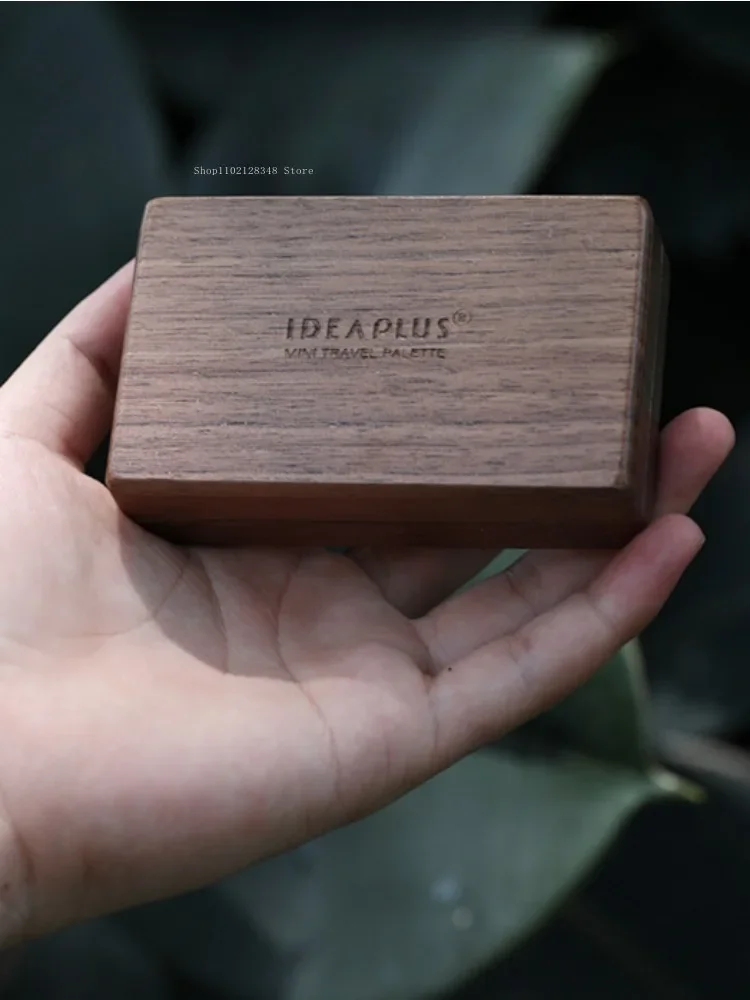Mini Watercolor Pigment Box Solid Wood 12 Lattice Portable Freehand Sketching Travel Colour Mixing Doodle Art Painting Tool