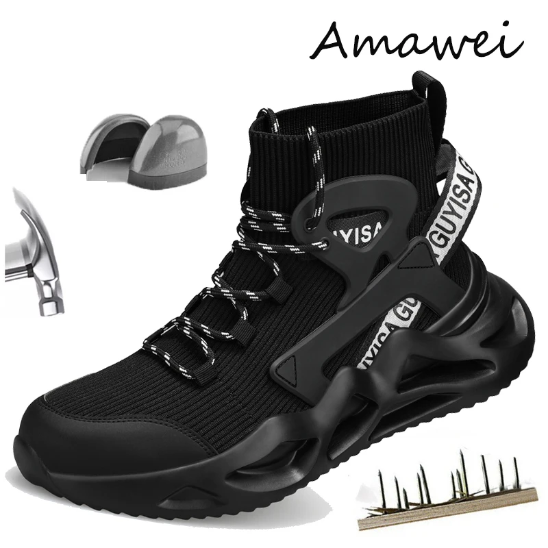 

Amawei Work Safety Shoes High Top Mens Sneakers Ankle Boots Indestructible Shoes Men's Shoes Wear Resistant Protective Boots