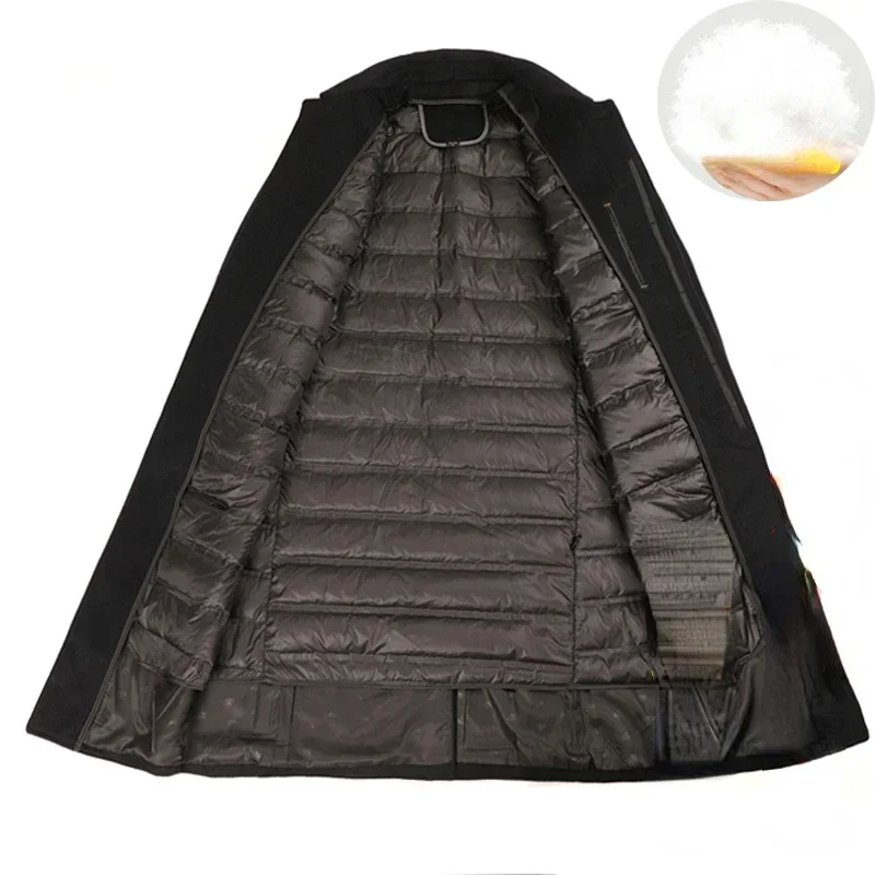 Thick Extra Long Coat Men's Winter Cashmere Coat Men Down Inner Warm Woolen Jacket Male Trenchcoat Man Clothes Abrigos Hombre FC 4