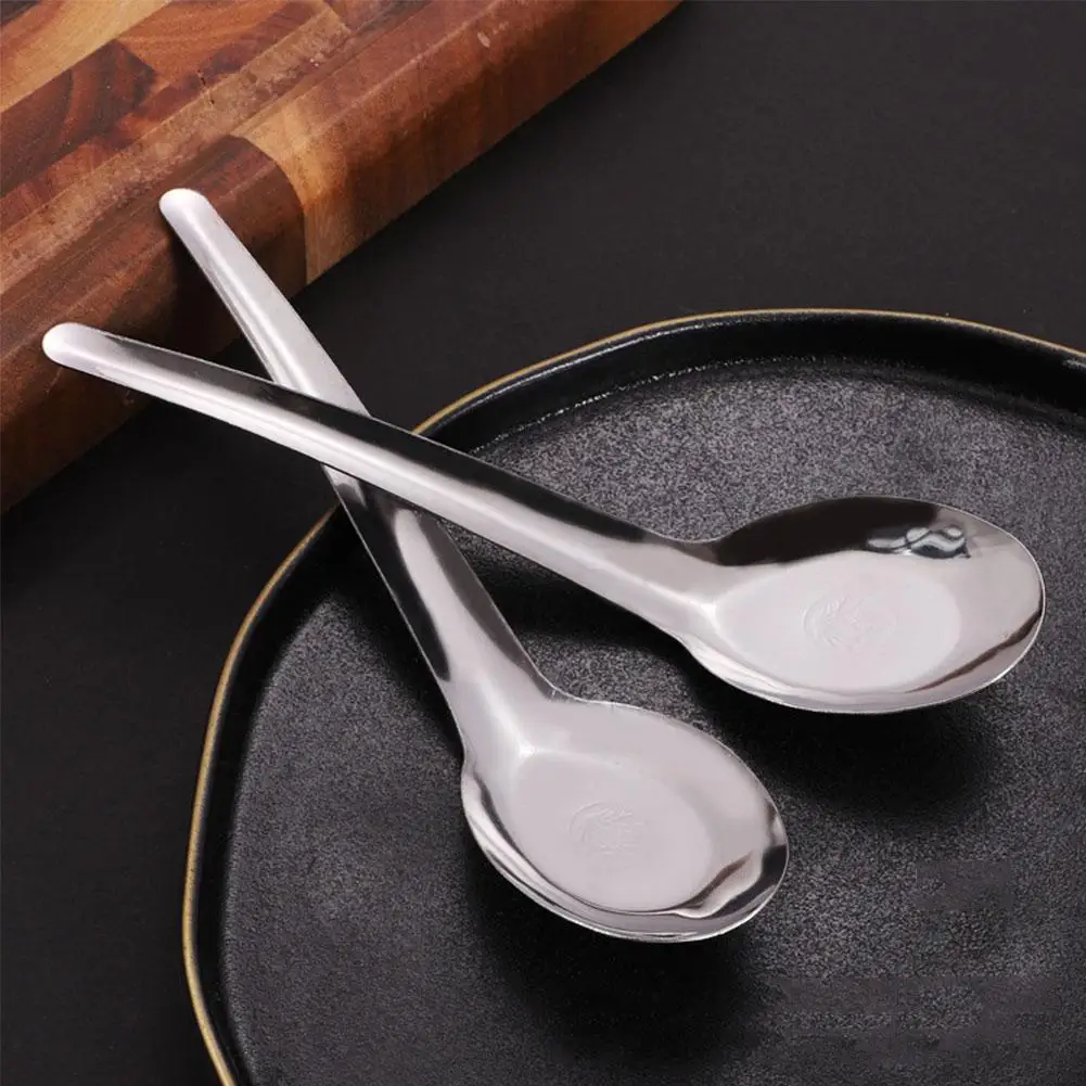 

12PC Stainless Steel Spoon Asian Soup Spoons Ergonomic Spoon Christmas Handle Accessories Tableware Decoration Kitchen Oval P7Y5