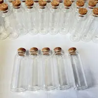 10/24 Pcs 45ml Glass Jars Cork Stopper Tiny Bottles Clear Mini Containers Herb Storage DIY Craft Supplies Memory Jars Room Decor 1
