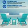 Portable Chairs Table Set of 3, Folding Adirondack Chair Table for All Weathers, Outdoor Fire Pit Chairs for Patio Poolside 3