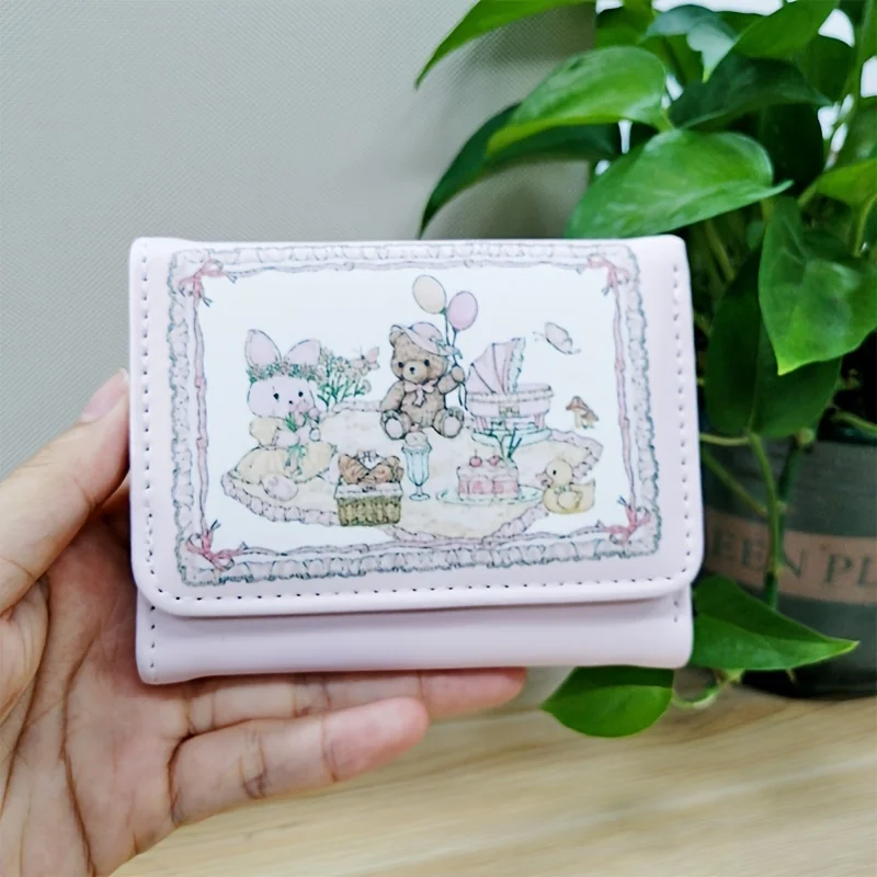 

Girl's Dream Spring Picnic Series Rabbit Bear Wallet Cute Original Design Anti demagnetization Multiple Card Positions