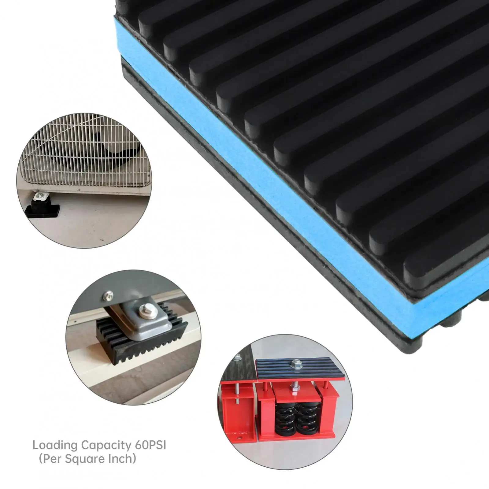 Memrita Paquete De 4 Almohadillas Antivibración De 4 X 4 X 7/8 Pulgadas, Almohadillas De Goma Acanaladas Para Compresor De Aire, Lavadora, Cinta De Correr, HVAC (azul M10