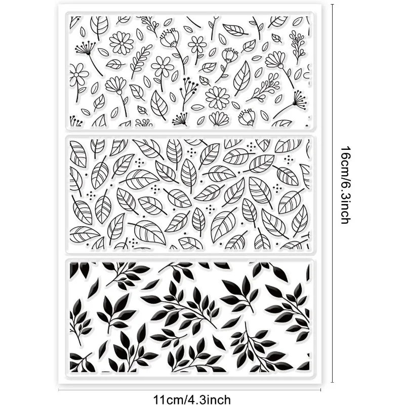 1Sheet Leaf Background Clear Stamps for DIY Scrapbooking Decor Spring Flower Season Transparent Silicone Stamps for Making Cards