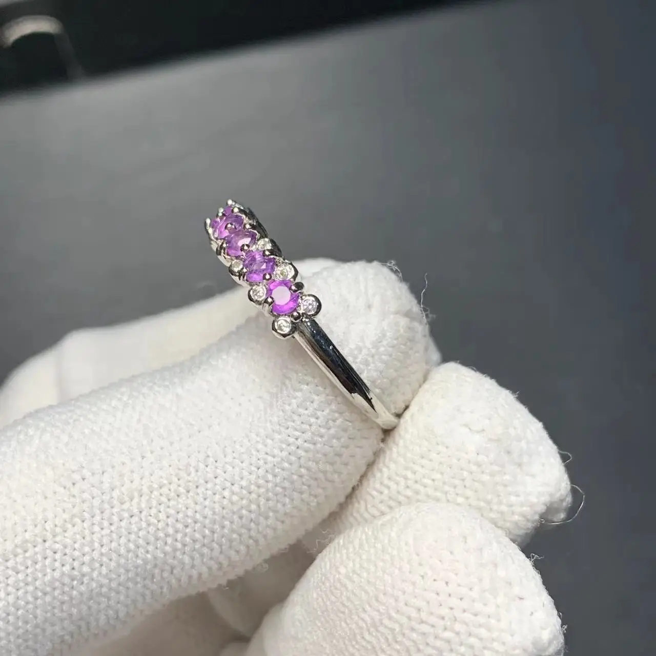Natural Amethyst Ring Stone Female Handmade Rings Jewelry for Women Gift Purple Flower