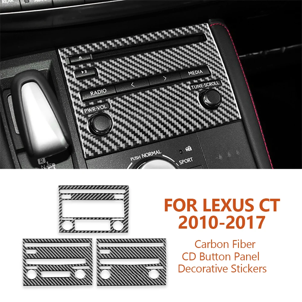 

For Lexus CT 2010-2017 Car-Styling Carbon Fiber Car Central Control CD Button Panel Decorative Sticker Auto Interior Accessories