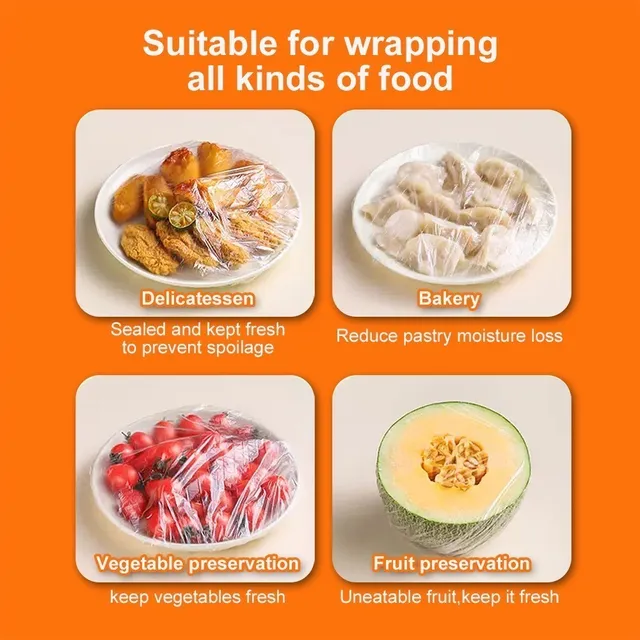 100Db -Os Élelmiszer -Borító Táskák Film Eldobható Műanyag Fedelek Gyümölcs Tálak Csésze Sapkák Tároló Konyha Friss Megtartó Táska Charlotte - Image 5