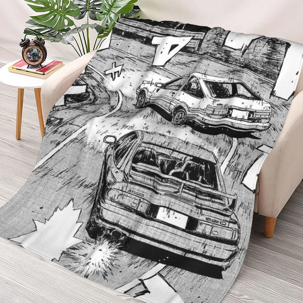 

Initial D AE86 Vs EVO Throws Blankets Collage Flannel Ultra-Soft Warm picnic blanket bedspread on the bed