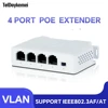 4 Port POE Extender 10/100Mbps 1 to 3 Network Switch Repeater with IEEE802.3af Plug&Play for PoE Switch NVR IP Camera AP 1