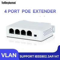 4 Port POE Extender 10/100Mbps 1 to 3 Network Switch Repeater with IEEE802.3af Plug&Play for PoE Switch NVR IP Camera AP 1