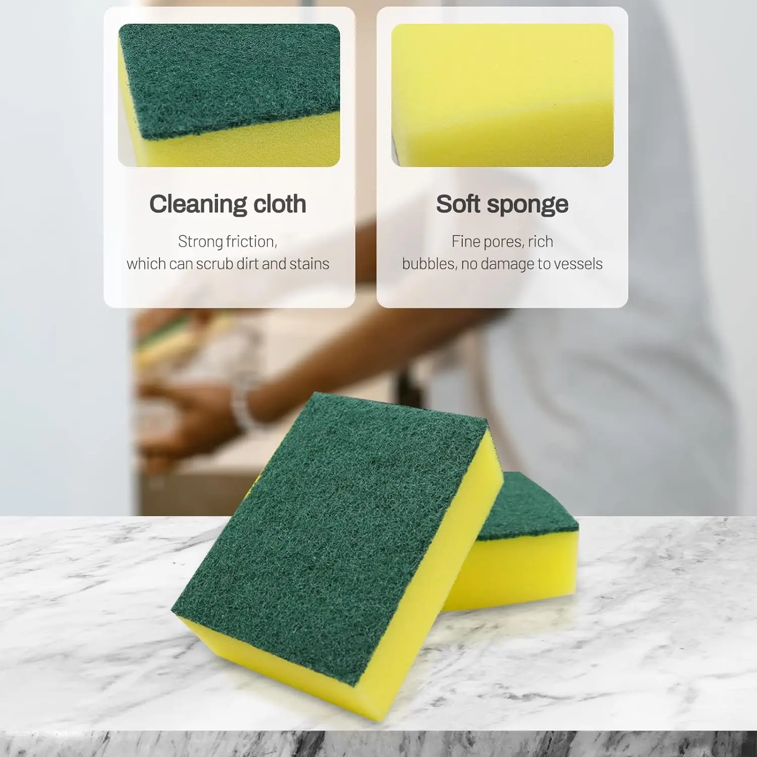 80/50pcs Highly Absorbent Cleaning Sponges Individually wrapped Pot Rust StainSponge Brush Kitchen House holdhotel apartment 5
