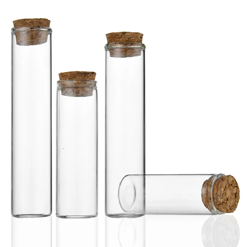 5-30ml Clear Glass Bottles with Cork Stopper DIY Crafts Float Vials Spice Candy Scented Tea Storage Straight Mouth Empty Bottles 5