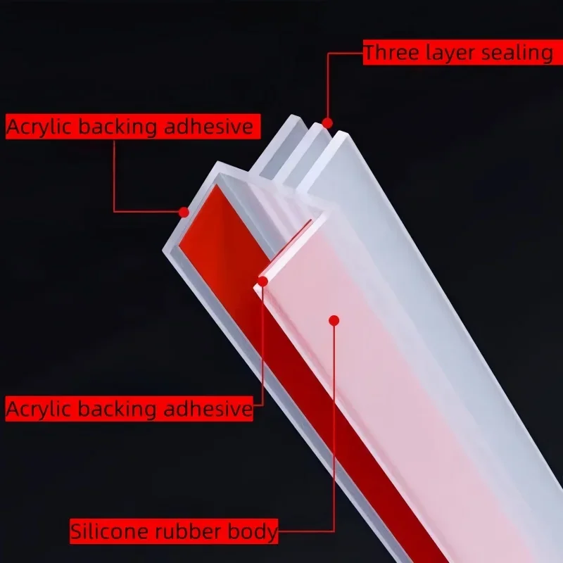 1roll selfadhesive Shower Stall Seal Frameles Glass Door Sealing Strip Weatherstripping Draft Stopper Rubber Transparent Sealing