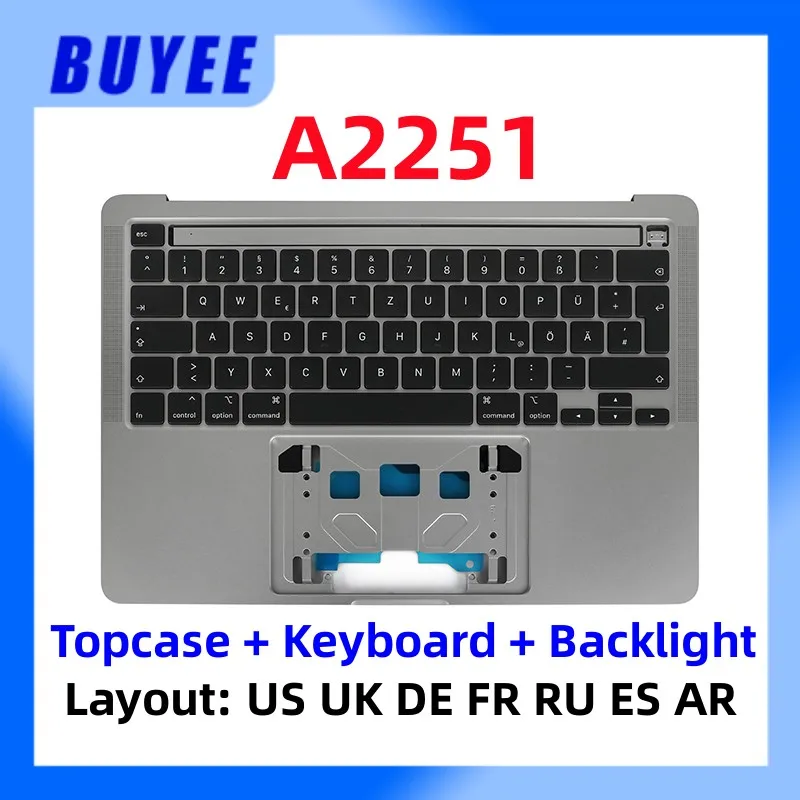 Originale A2251 Palmrest Per Macbook Pro Retina 13.3 "A2251 Topcase Tastiera Retroilluminazione Us Uk Spagnolo Francia Russo Arabo Tedesco