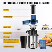 1000W Juicer Machine Whole Fruit and Vegetable Juice Extractor Stainless Steel, 500ML Capacity, 2 Speeds Adjustable