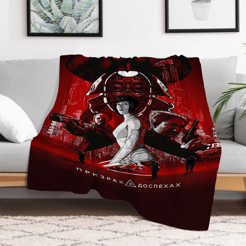 Classic Japan Anime Ghost In The Shell Print Custom Blanket Fluffy Soft Blankets Microfiber Bedding King Lid Knee Sofa Bed Nap 3