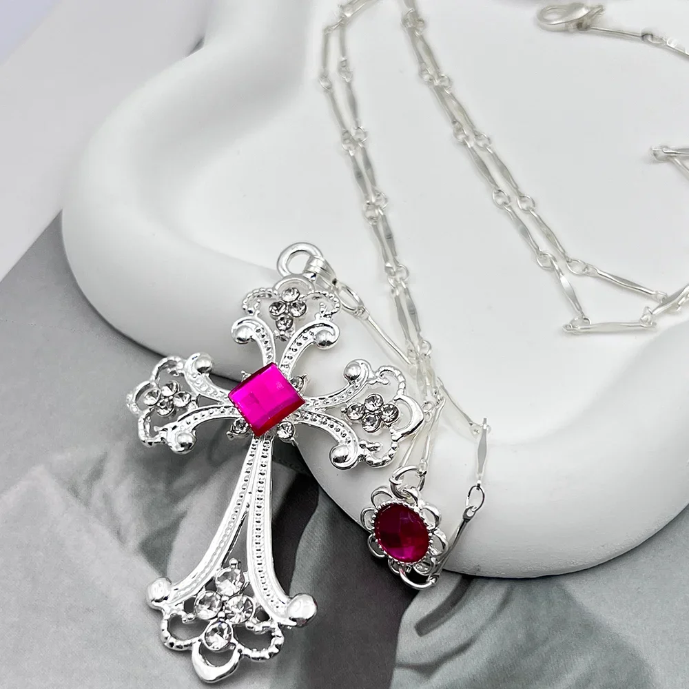 Anime DIABOLIK LOVERS Komori Yui Cosplay Necklace Gemstone Cross