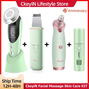 CkeyiN EMS Facial Massager LED Light Therapy Skin Care Ultrasonic Cleaner Blackhead Remover Nano Spray Face Steamer Beauty Tools 1
