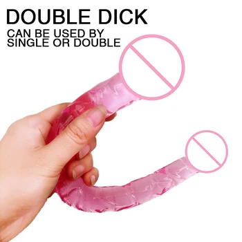 U Shape Soft Jelly Double Dildos Vagina Anal Plug Artificial Penis Sex Toys Shop For Couples Women Gay Lesbian Masturbators Porn 6