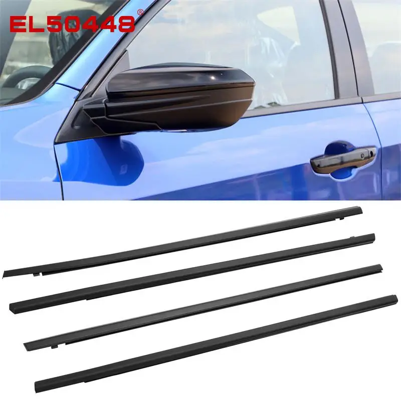 

4pcs Car Weatherstrip Window Moulding Trim Seal Belt Fit For Honda Civic Sedan 2016-21 4x Accessory