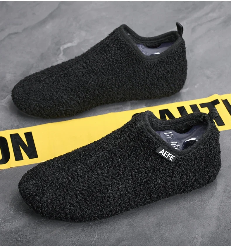 S642fa81c19ab46559dc1fa1fdc70f83dO Warm Lightweight Cotton Slippers for Men Plush Winter Home Loafers