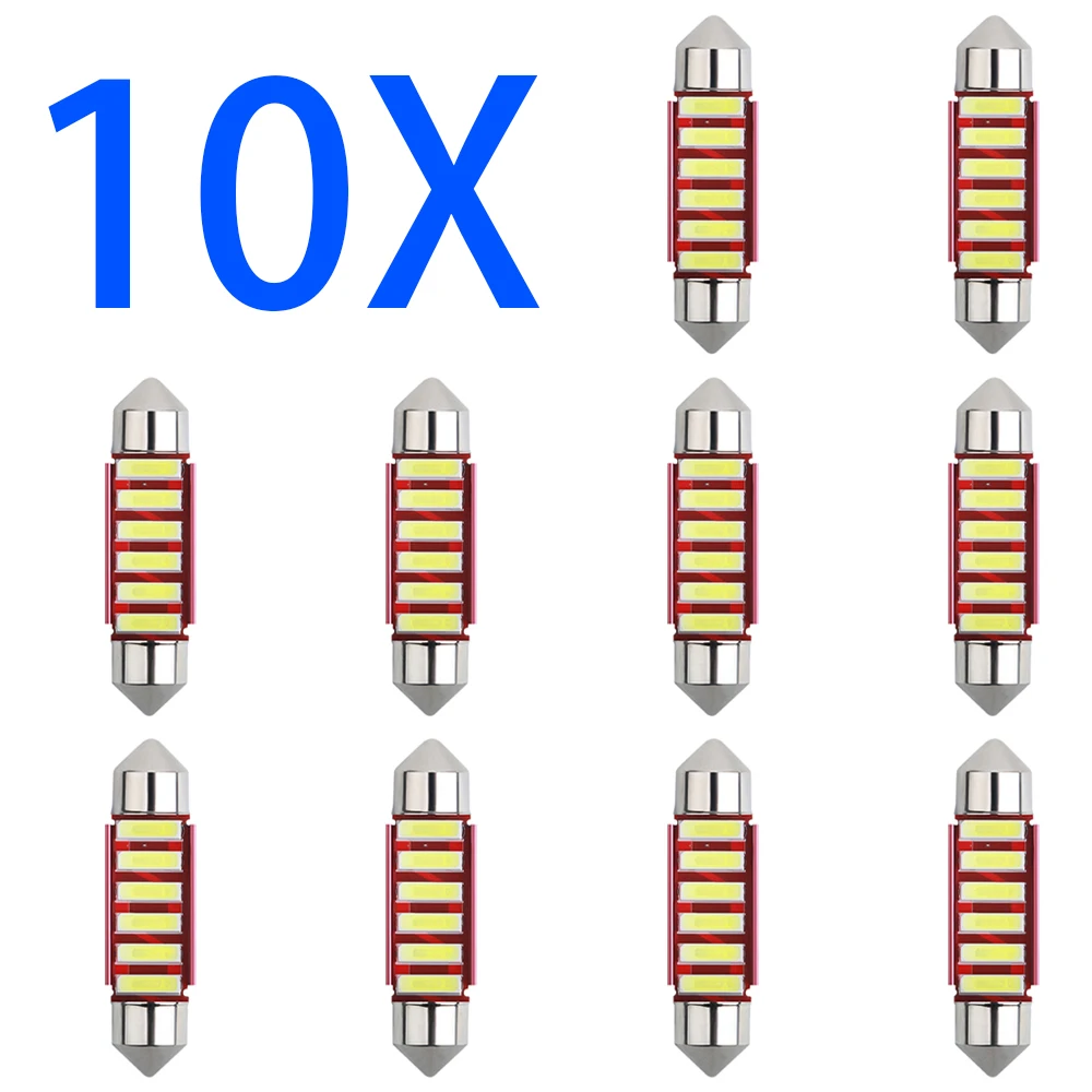 

10X Festoon Led C5W 31 36 39 41mm Car LED Light Canbus 7020SMD Dome Light 12V 6000K White License Plate Lamp Auto Interior Bulb