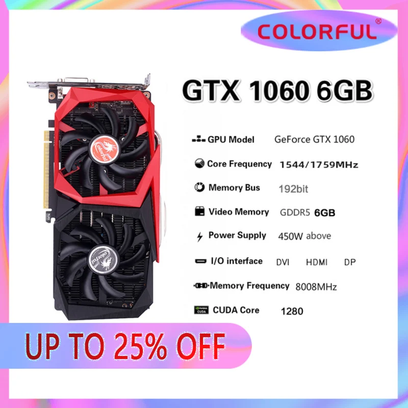 display card for pc Colorful Raphic Card GTX 960 1050 2 4GB 1060 3-5-6GB 1650 4GBVideo Cards GPU DVI HDMI DP AMD Intel Desktop CPU Motherboard gpu pc Graphics Cards