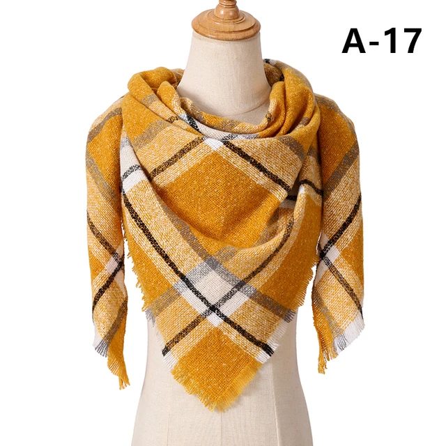 2021 new Cashmere Scarf For Women Plaid Knitted Triangle Pashmina Winter Warm Shawl Wraps Bufanda Female Soft Neck Echarpe UA-17