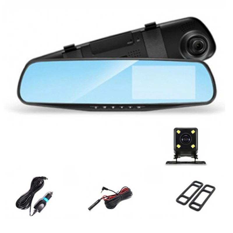 

2 Set 4.3 Inch Car DVR Rearview Mirror Driving Video Recorder Dual Lens Dash Camera 1080P IPS Front And Rear Camera