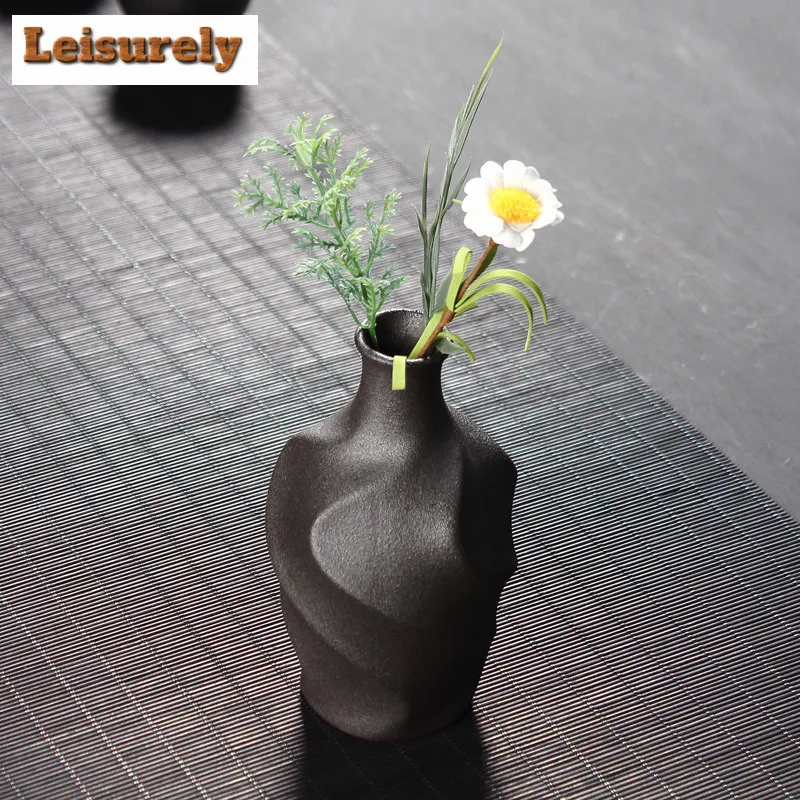 Japanese Style Rough Pottery Mini Vase Vintage Terrarium Home Decorations Plant Pot Household Flowerpot Tea Table Decoration