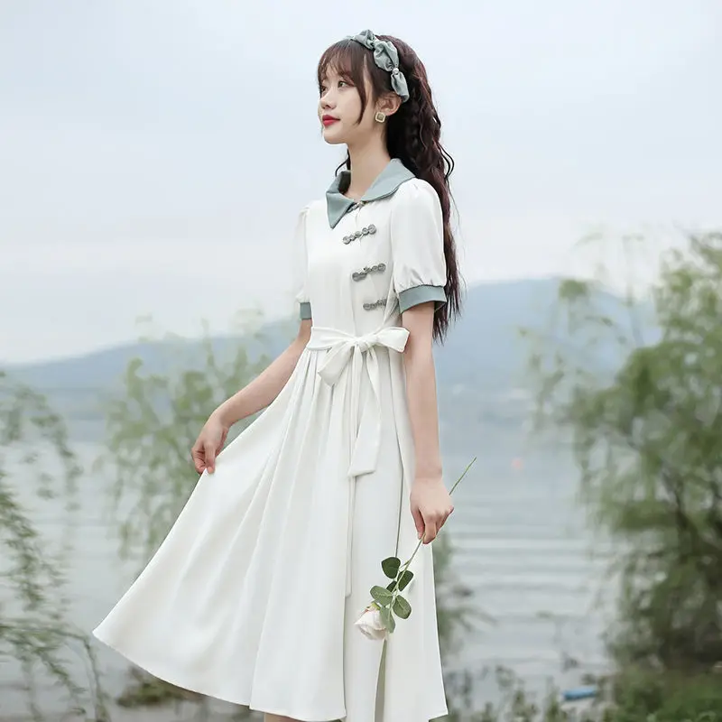 

Summer Chinese Style Women Improved Cheongsam Elegant Ladies Evening Party Robe Gown Modern Short Sleeve Qipao Vintage Dress