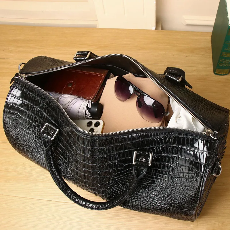 New Crocodile Belly Pattern Luggage Large Capacity Travel Single Shoulder Diagonal Straddle Men's Bag Trendy